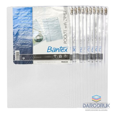 Bantex Koszulki na dokumenty Bantex na suwak groszkowe A4 przezroczysty 140um 10 szt.