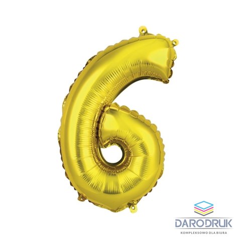 Godan Balon foliowy cyfra 6 złoty 35 cm Godan (FG-C35Z6)