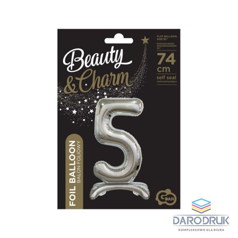 Godan Balon gumowy Beauty&Charm cyfra stojąca srebrna srebrna 30cal Godan (BC-ASS5)