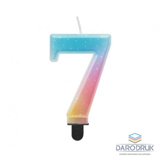 Godan Świeczka urodzinowa cyferka 7, ombre, pastelowa, 8 cm Godan (SF-OPA7)