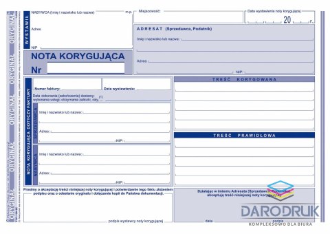 Michalczyk i Prokop Druk offsetowy A5 nota korygująca VAT netto pełna A5 80k. Michalczyk i Prokop (108-3)