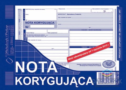 Michalczyk i Prokop Druk offsetowy A5 nota korygująca VAT netto pełna A5 80k. Michalczyk i Prokop (108-3)