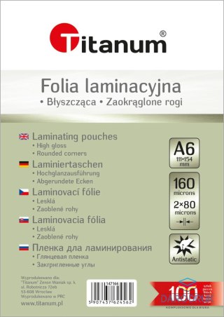 Titanum Folia do laminowania A6 przezroczysty 80mic. [mm:] 111x154 Titanum