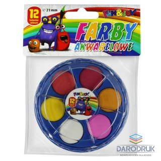 Fun&Joy Farby akwarelowe 12 kolor. Fun&Joy (FJ-12K21PUD)