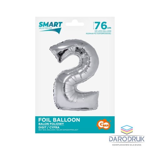 Godan Balon foliowy Smart cyfra 2 srebrna 76cm Godan (CH-SSR2)