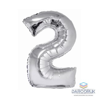 Godan Balon foliowy Smart cyfra 2 srebrna 76cm Godan (CH-SSR2)