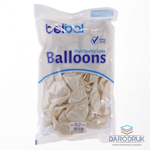 Partydeco Balon gumowy metalizowany 100 szt biały metalizowany 12cal Partydeco (12m-070)