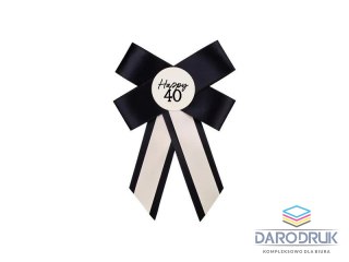 Partydeco Kotylion na 40 urodziny, kremowo-czarny, 11x17 cm Partydeco (KOP2-40)