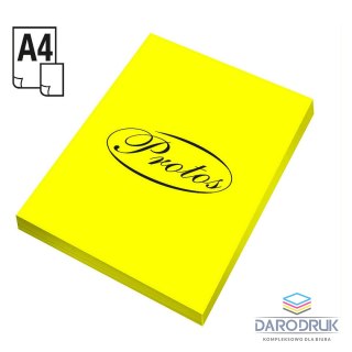 Protos Papier kolorowy A4 fluo żółty 100k. 75g Protos