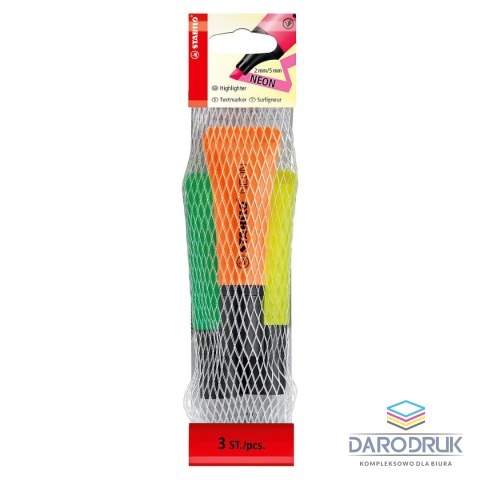 Stabilo Zakreślacz Neon komplet 3 sztuki wkład mix 2,0-5,0mm Stabilo (72/3-2)