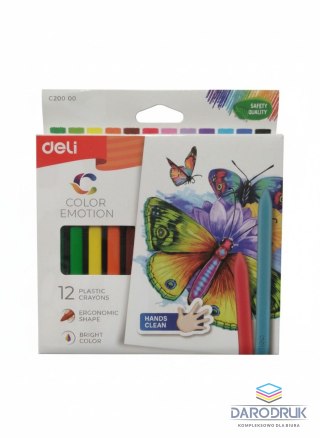 Deli Kredki świecowe COLOR EMOTION 12 KOLORÓW trójkątne 12 kol. Deli (EC20000)