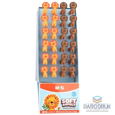 Mg Długopis wymazywalny Soft Animals Lew wkład niebieski 0,7mm Mg (MG AKPA3174)