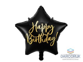 Partydeco Balon foliowy Happy Birthday, 40cm, czarny 15,5cal Partydeco (FB93-010)