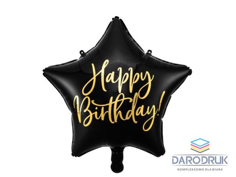 Partydeco Balon foliowy Happy Birthday, 40cm, czarny 15,5cal Partydeco (FB93-010)