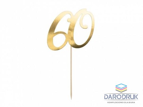 Partydeco Dekoracja na tort cyfra 60 złota, 21cm Partydeco (KPT62-60-019)