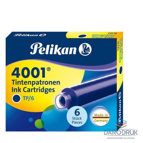 Pelikan Naboje krótkie TP/6 niebieskie 301176 niebieski Pelikan (100401545)