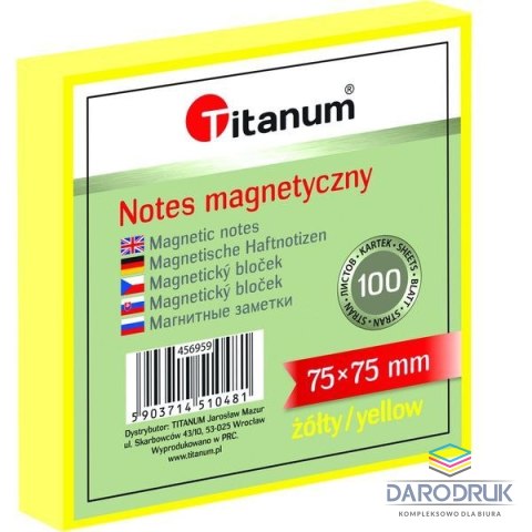 Titanum NOTES ELEKTROSTATYCZNY 75 X 75 MM 100 KARTECZEK ŻÓŁTY