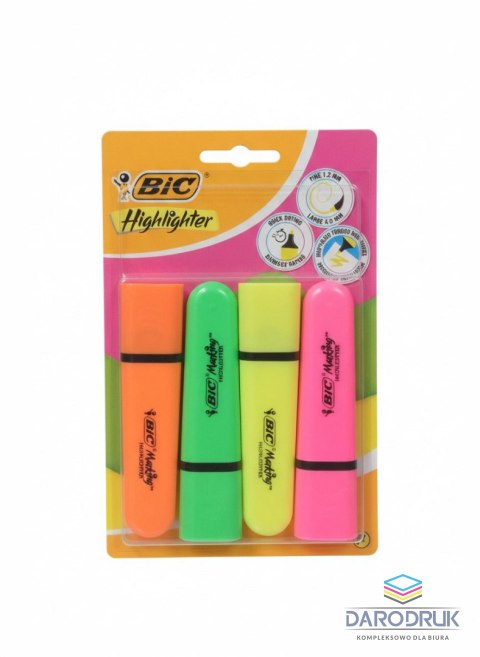 Bic Zakreślacz neonowe 4 sztuki wkład mix 1,7-4,7mm Bic (517952)