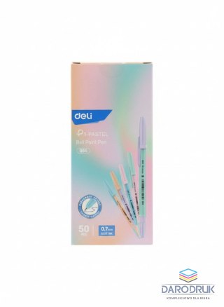 Deli Długopis kulkowy 0 w pastelowej obudowie wkład niebieski 0,7mm Deli (EQ66)