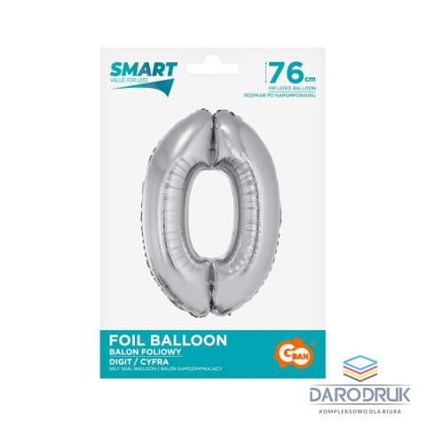 Godan Balon foliowy Smart cyfra 0 srebrna 76cm Godan (CH-SSR0)
