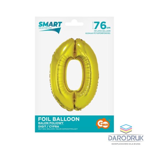 Godan Balon foliowy Smart cyfra 0 złota 76cm Godan (CH-SZL0)