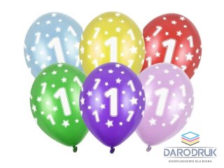 Partydeco Balon gumowy 1st Birthday, Metallic Mix mix 300mm Partydeco (SB14M-001-000)