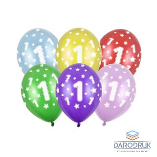 Partydeco Balon gumowy 1st Birthday, Metallic Mix mix 300mm Partydeco (SB14M-001-000)