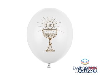 Partydeco Balon gumowy IHS, Pastel Pure White biały 300mm Partydeco (SB14P-111-008-6)