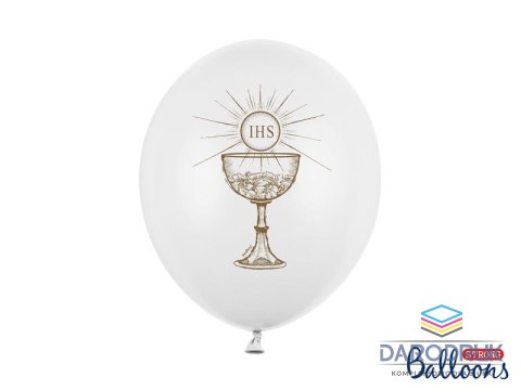 Partydeco Balon gumowy IHS, Pastel Pure White biały 300mm Partydeco (SB14P-111-008-6)