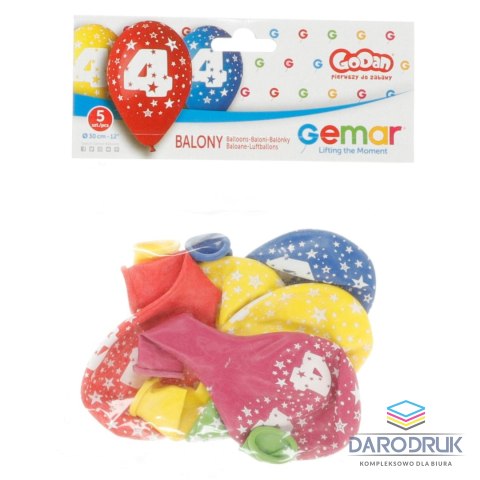 Godan Balon gumowy Z NADRUKIEM 5 szt mix 300mm 12cal Godan (GS110/4)