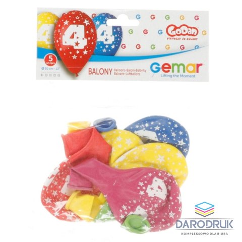 Godan Balon gumowy Z NADRUKIEM 5 szt mix 300mm 12cal Godan (GS110/4)