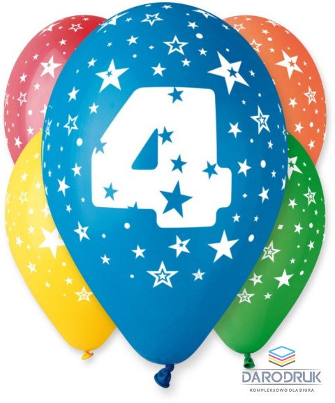 Godan Balon gumowy Z NADRUKIEM 5 szt mix 300mm 12cal Godan (GS110/4)