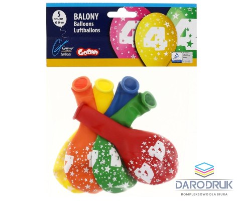 Godan Balon gumowy Z NADRUKIEM 5 szt mix 300mm 12cal Godan (GS110/4)