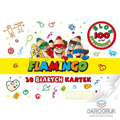 Flamingo Blok rysunkowy Flamingo biały A3 20 kartek 100g/m?