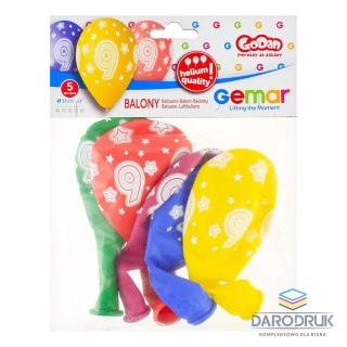 Godan Balon gumowy Premium Hel z nadrukiem 9, 13 cali/5 sztuk mix 330mm 13cal Godan (GS120/9)