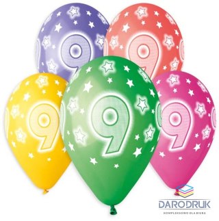 Godan Balon gumowy Premium Hel z nadrukiem 9, 13 cali/5 sztuk mix 330mm 13cal Godan (GS120/9)