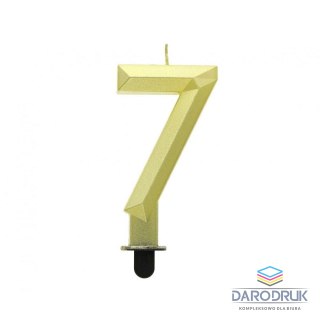 Godan Świeczka urodzinowa cyferka 7 - Diament, metalik złoty, 7.6 cm Godan (PF-SDZ7)