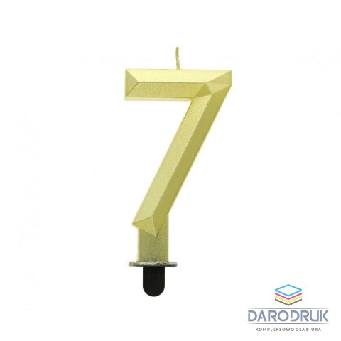 Godan Świeczka urodzinowa cyferka 7 - Diament, metalik złoty, 7.6 cm Godan (PF-SDZ7)