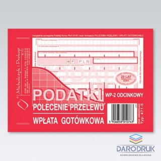 Michalczyk i Prokop Druk samokopiujący A6 Podatki polecenie przelewu/wpłata gotówkowa 2-odc. 80k. Michalczyk i Prokop (471-5)
