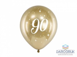 Partydeco Balon gumowy 90 urodziny złoty 300mm Partydeco (CHB14-1-90-019-6)