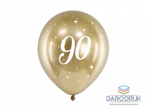 Partydeco Balon gumowy 90 urodziny złoty 300mm Partydeco (CHB14-1-90-019-6)