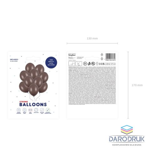 Partydeco Balon gumowy Party Deco BALONY STRONG pastelowy 10 szt brązowy 270mm Partydeco (SB12P-032Z-10)