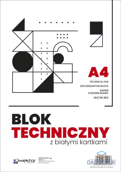 Wektor Blok techniczny A4 biały 160g 10k [mm:] 210x297 Wektor