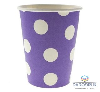 Godan Kubek jednorazowy lawendowy w groszki papier 270ml Godan (PF-KGLA)