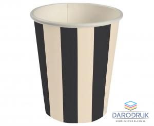 Godan Kubek jednorazowy paski czarno beżowe papier 250ml Godan (PG-KPA3)