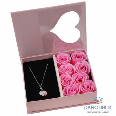 Ozdoba walentynkowa Flower Box Łańcuszek mix wzorów z różami mydlanymi