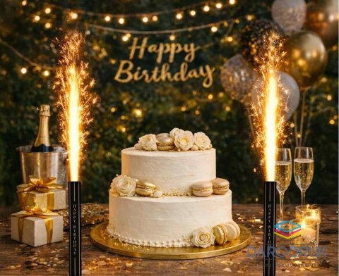 Godan Fontanna tortowa Happy Birthday 12 cm/ 1 szt., czarne Godan (KZ-FTZ1/7)