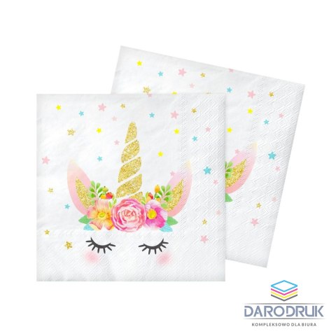 Godan Serwetki Jednorożec 33x33 cm, 20 szt. biały papier [mm:] 330x330 Godan (PF-SPJE)