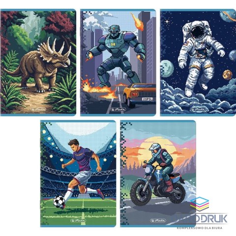 Herlitz Zeszyt A5 PREMIUM PIXEL FUN 16k. 70g linia podwójna kolorowa Herlitz (400207498)