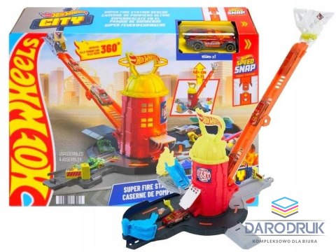 Hot Wheels Samochód strażacki City SUPER REMIZA STRAŻACKA + samochód Hot Wheels (JHL95)